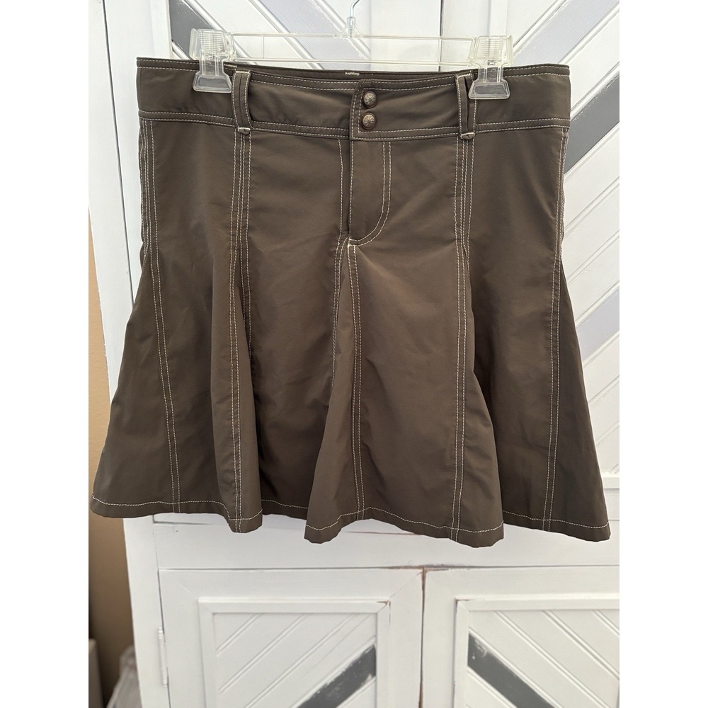 Athleta Women's Size 8 Brown Pleated Activewear Workout Short Skirt Skort